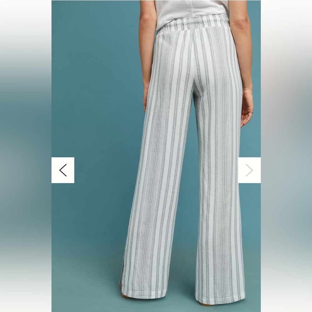 NWOT Anthropologie Cloth & Stone Striped Wide-Leg Linen Beach Summer Pants M - Picture 5 of 11